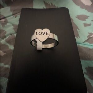 Silver Heart 'Love' Ring 10 1/2
